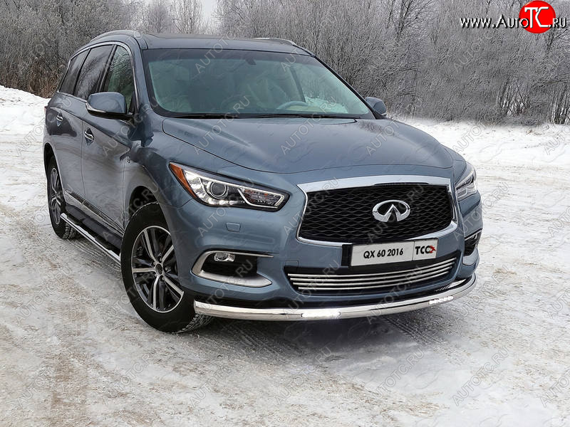 40 999 р. Защита переднего бампера нижняя с ДХО 76,1 мм ТСС Тюнинг INFINITI QX60 L50 рестайлинг (2016-2021) (нержавейка)  с доставкой в г. Таганрог