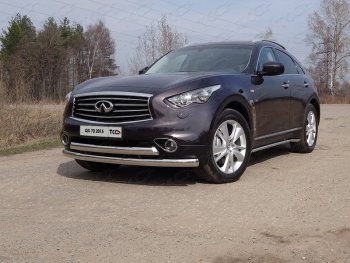 41 999 р. Защита переднего бампера нижняя двойная 75*75 мм ТСС Тюнинг  INFINITI Q70  Y51 (2015-2018) рестайлинг (нержавейка)  с доставкой в г. Таганрог. Увеличить фотографию 1