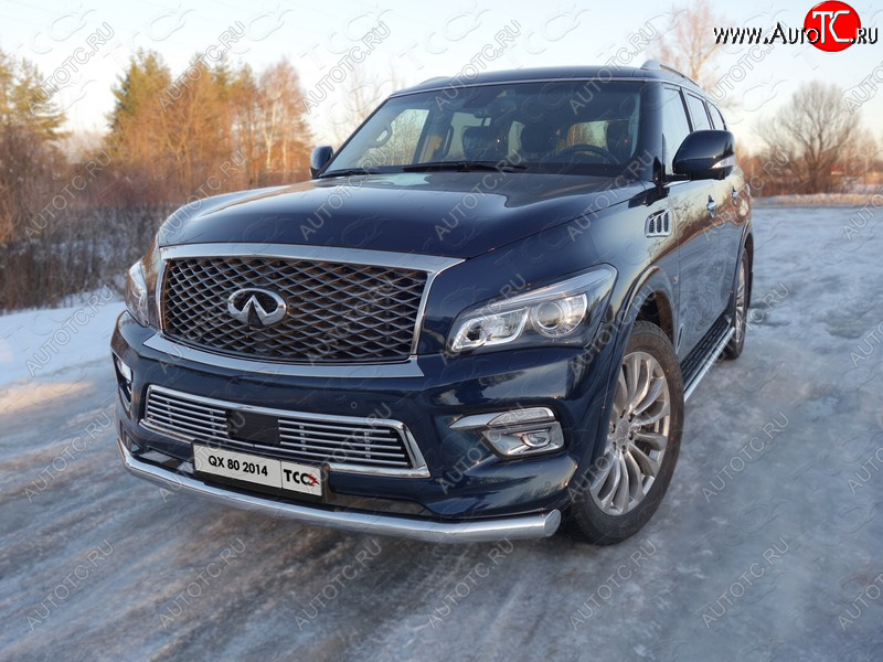 27 999 р. Защита переднего бампера нижняя d76,1 мм ТСС Тюнинг  INFINITI QX80  Z62 (2014-2018) 1-ый рестайлинг (нержавейка)  с доставкой в г. Таганрог