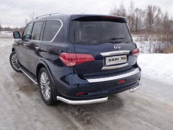 29 449 р. Защита задняя (уголки, нержавейка 76,1 мм) ТСС Тюнинг INFINITI QX80 Z62 1-ый рестайлинг (2014-2018)  с доставкой в г. Таганрог. Увеличить фотографию 1