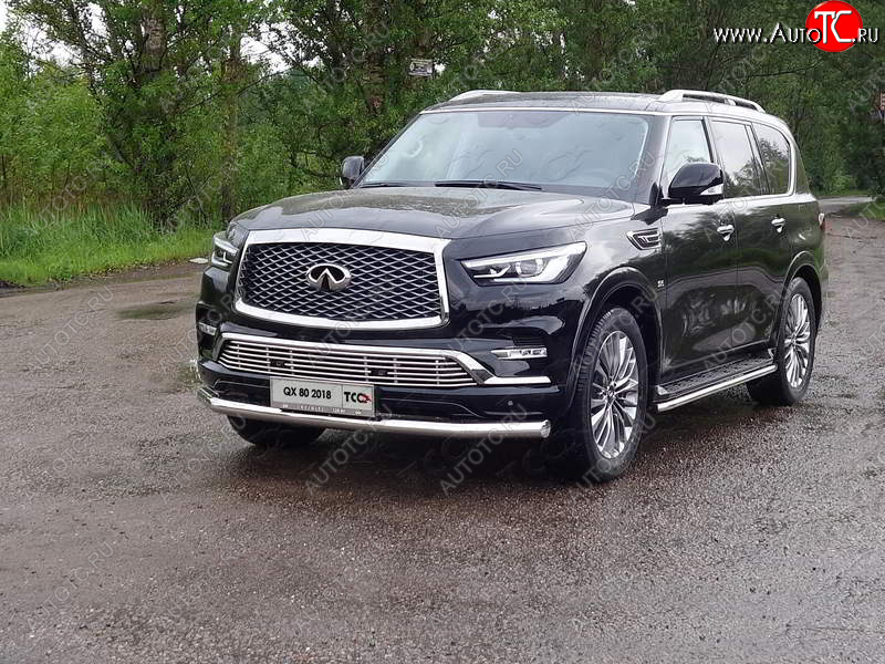 27 999 р. Защита переднего бампера нижняя d76,1 мм ТСС Тюнинг  INFINITI QX80  Z62 (2018-2024) 2-ой рестайлинг (нержавейка)  с доставкой в г. Таганрог