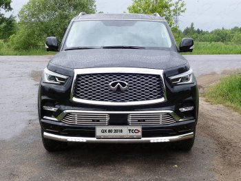 46 749 р. Защита переднего бампера нижняя с ДХО 76,1 мм ТСС Тюнинг  INFINITI QX80  Z62 (2018-2024) 2-ой рестайлинг (нержавейка)  с доставкой в г. Таганрог. Увеличить фотографию 1