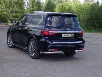 Защита задняя (уголки, нержавейка 76,1 мм) ТСС Тюнинг INFINITI QX80 Z62 2-ой рестайлинг (2018-2024)