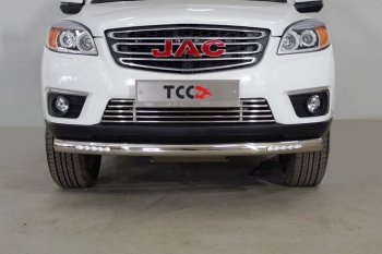 38 899 р. Защита переднего бампера нижняя с ДХО 76,1 мм ТСС Тюнинг  JAC T6 (2018-2024) пикап (нержавейка)  с доставкой в г. Таганрог. Увеличить фотографию 1