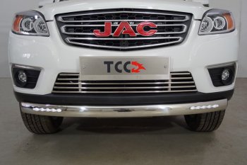 39 999 р. Защита передняя нижняя овальная с ДХО 75х42 мм ТСС Тюнинг  JAC T6 (2018-2024) пикап (нержавейка)  с доставкой в г. Таганрог. Увеличить фотографию 1