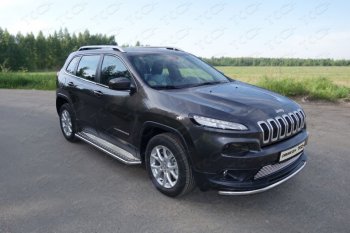 18 699 р. Защита переднего бампера нижняя d60,3 мм ТСС Тюнинг  Jeep Cherokee  KL (2014-2017) дорестайлинг (нержавейка)  с доставкой в г. Таганрог. Увеличить фотографию 1