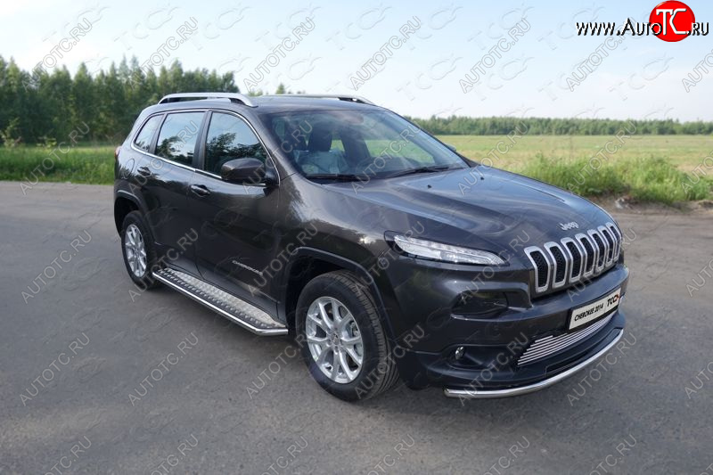 18 699 р. Защита переднего бампера нижняя d60,3 мм ТСС Тюнинг  Jeep Cherokee  KL (2014-2017) дорестайлинг (нержавейка)  с доставкой в г. Таганрог