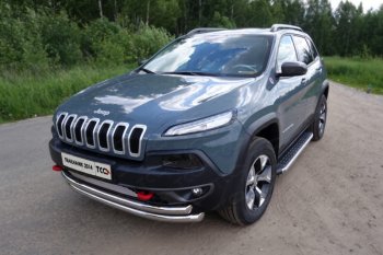 26 499 р. Защита переднего бампера (Trailhawk, двойная 60,3/60,3 мм) ТСС Тюнинг  Jeep Cherokee  KL (2014-2017) дорестайлинг (нержавейка)  с доставкой в г. Таганрог. Увеличить фотографию 1