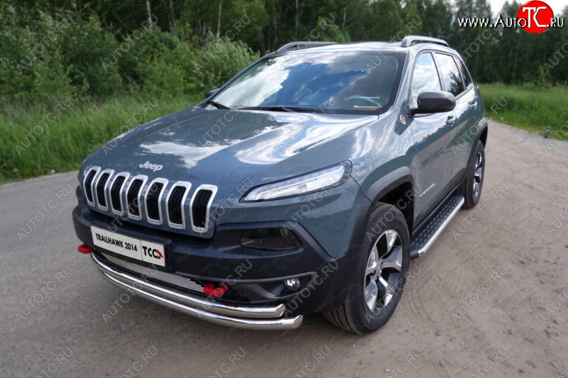 26 499 р. Защита переднего бампера (Trailhawk, двойная 60,3/60,3 мм) ТСС Тюнинг  Jeep Cherokee  KL (2014-2017) дорестайлинг (нержавейка)  с доставкой в г. Таганрог