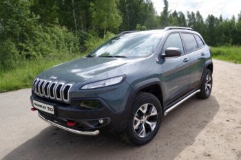 18 699 р. Защита переднего бампера (Trailhawk, d60,3 мм) ТСС Тюнинг  Jeep Cherokee  KL (2014-2017) дорестайлинг (нержавейка)  с доставкой в г. Таганрог. Увеличить фотографию 1