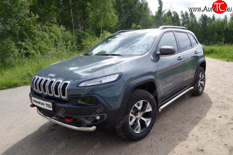 18 699 р. Защита переднего бампера (Trailhawk, d60,3 мм) ТСС Тюнинг  Jeep Cherokee  KL (2014-2017) дорестайлинг (нержавейка)  с доставкой в г. Таганрог