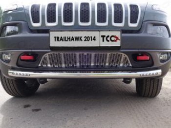 38 949 р. Защита переднего бампера (Trailhawk, 60,3 мм ДХО) ТСС Тюнинг  Jeep Cherokee  KL (2014-2017) дорестайлинг (нержавейка)  с доставкой в г. Таганрог. Увеличить фотографию 1