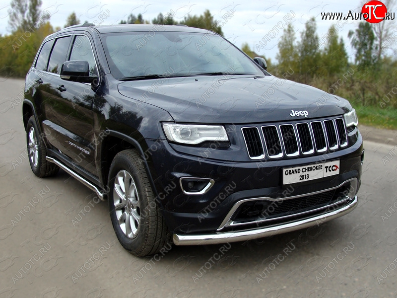 20 999 р. Защита переднего бампера нижняя d76,1 мм ТСС Тюнинг Jeep Grand Cherokee WK2 1-ый рестайлинг (2013-2018) (нержавейка)  с доставкой в г. Таганрог