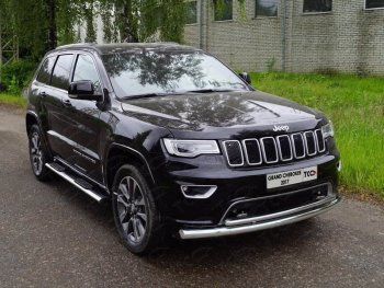 Защита переднего бампера нижняя двойная 76,1*42,2 мм ТСС Тюнинг Jeep Grand Cherokee WK2 2-ой рестайлинг (2017-2022)  (нержавейка)