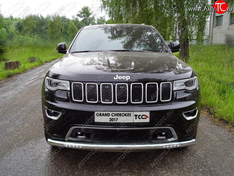 39 999 р. Защита переднего бампера нижняя с ДХО 76,1 мм ТСС Тюнинг Jeep Grand Cherokee WK2 2-ой рестайлинг (2017-2022) (нержавейка)  с доставкой в г. Таганрог