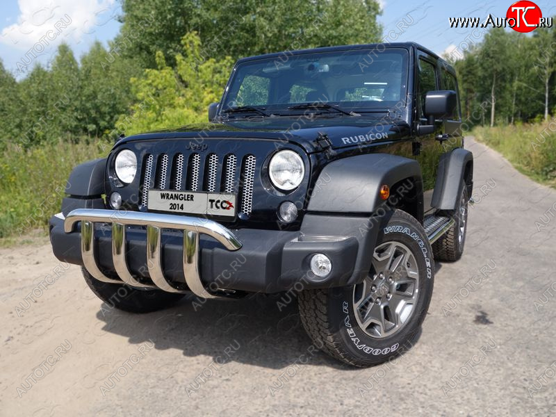 29 999 р. Защита переднего бампера кенгурин 60,3 мм ТСС Тюнинг  Jeep Wrangler  JK (2007-2018) (нержавейка)  с доставкой в г. Таганрог