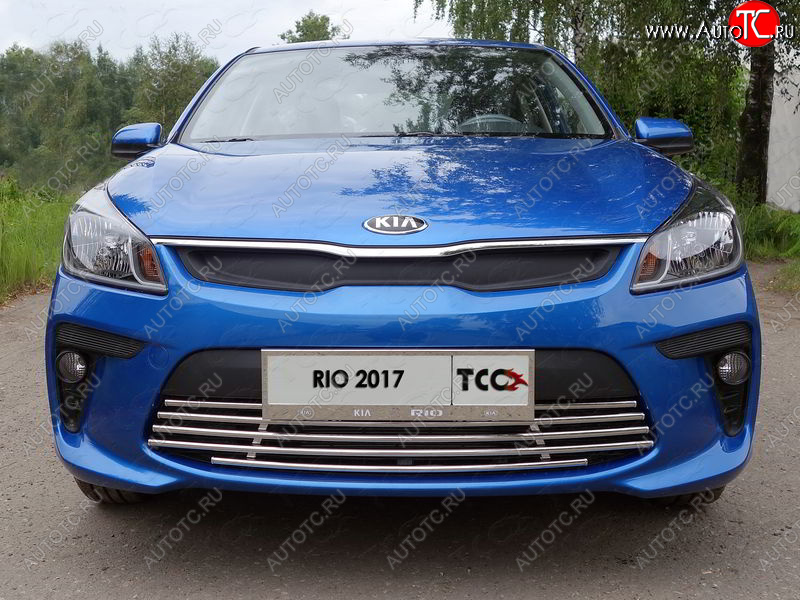 7 699 р. Нижняя декоративная вставка в бампер ТСС Тюнинг  KIA Rio  4 YB (2017-2020) дорестайлинг, хэтчбэк (d 16 мм)  с доставкой в г. Таганрог