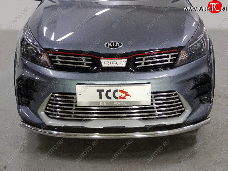 9 749 р. Нижняя декоративная вставка в бампер ТСС Тюнинг  KIA Rio  X (2020-2025) рестайлинг (d 12 мм)  с доставкой в г. Таганрог