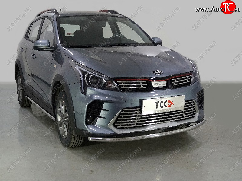 12 599 р. Защита передняя нижняя длинная 42,4 мм ТСС Тюнинг  KIA Rio  X (2020-2025) рестайлинг (нержавейка)  с доставкой в г. Таганрог