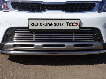 9 349 р. Нижняя декоративная вставка в бампер ТСС Тюнинг  KIA Rio  X-line (2017-2021) (d 12 мм)  с доставкой в г. Таганрог. Увеличить фотографию 1