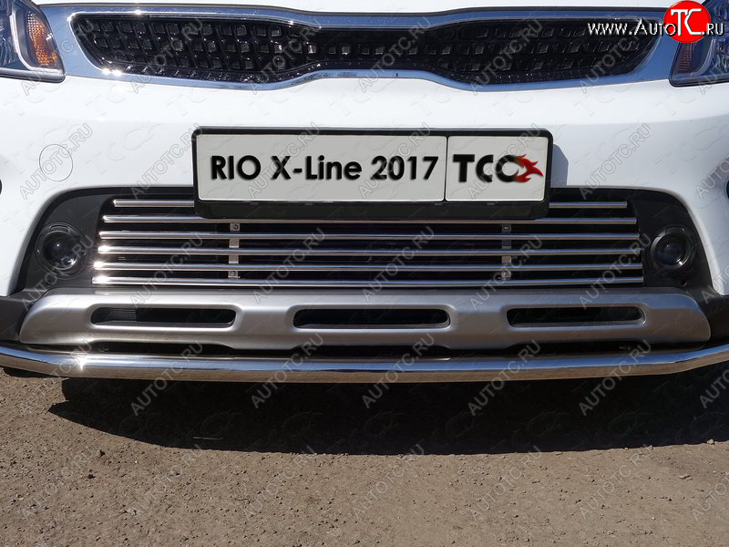 9 349 р. Нижняя декоративная вставка в бампер ТСС Тюнинг  KIA Rio  X-line (2017-2021) (d 12 мм)  с доставкой в г. Таганрог