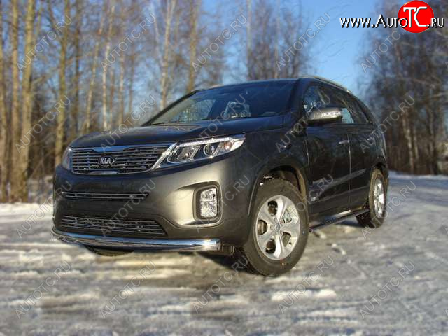 21 899 р. Защита переднего бампера овальная 75х42 мм ТСС тюнинг KIA Sorento UM/Prime дорестайлинг (2014-2018) (нержавейка)  с доставкой в г. Таганрог