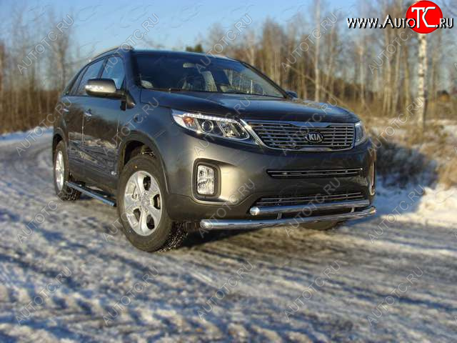 22 999 р. Защита переднего бампера нижняя 60,3*50,8 мм ТСС Тюнинг  KIA Sorento  XM (2012-2015) рестайлинг (нержавейка)  с доставкой в г. Таганрог