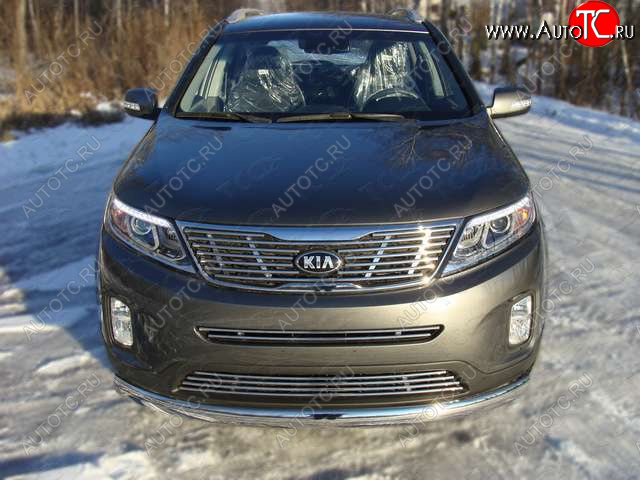 3 099 р. Средняя декоративная вставка в бампер ТСС Тюнинг  KIA Sorento  XM (2012-2015) рестайлинг (d 12 мм)  с доставкой в г. Таганрог