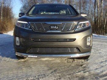 Защита переднего бампера овальная с ДХО 75х42 мм ТСС тюнинг KIA Sorento UM/Prime дорестайлинг (2014-2018)  (нержавейка)