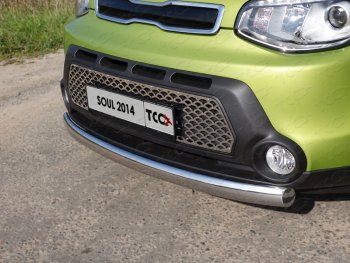 Защита переднего бампера нижняя овальная 75х42 мм ТСС Тюнинг KIA Soul PS дорестайлинг (2014-2016)  (нержавейка)