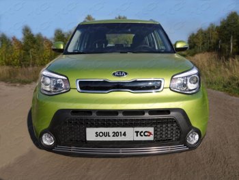 2 339 р. Нижняя декоративная вставка в бампер ТСС Тюнинг  KIA Soul  PS (2014-2016) дорестайлинг (d 12 мм)  с доставкой в г. Таганрог. Увеличить фотографию 1