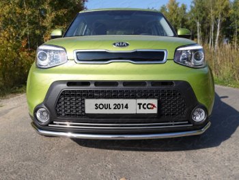 2 339 р. Нижняя декоративная вставка в бампер ТСС Тюнинг  KIA Soul  PS (2014-2016) дорестайлинг (d 16 мм)  с доставкой в г. Таганрог. Увеличить фотографию 1