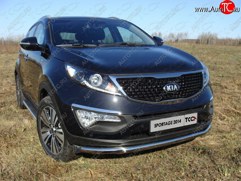 18 699 р. Защита переднего бампера нижняя d60,3 мм ТСС Тюнинг  KIA Sportage  3 SL (2014-2016) рестайлинг (нержавейка)  с доставкой в г. Таганрог