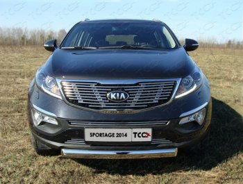 3 099 р. Средняя декоративная вставка в бампер ТСС Тюнинг  KIA Sportage  3 SL (2014-2016) рестайлинг (d 12 мм)  с доставкой в г. Таганрог. Увеличить фотографию 1