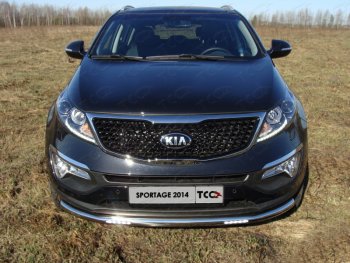 38 949 р. Защита переднего бампера нижняя с ДХО 60,3 мм ТСС Тюнинг  KIA Sportage  3 SL (2014-2016) рестайлинг (нержавейка)  с доставкой в г. Таганрог. Увеличить фотографию 1