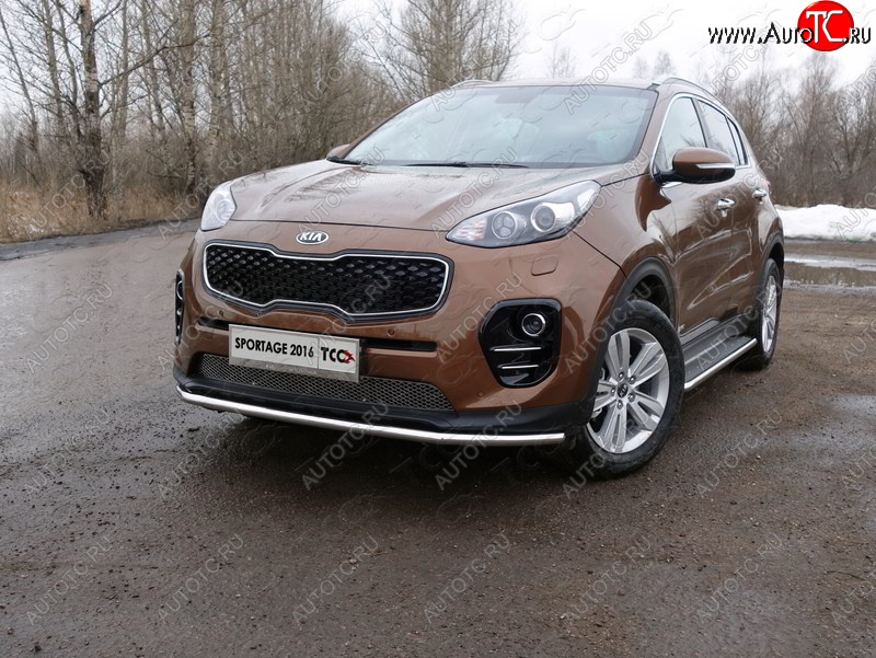 18 699 р. Защита переднего бампера нижняя d42,4 мм ТСС Тюнинг  KIA Sportage  4 QL (2016-2018) дорестайлинг (нержавейка)  с доставкой в г. Таганрог