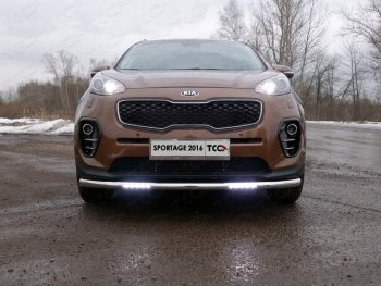 38 949 р. Защита переднего бампера нижняя с ДХО 60,3 мм ТСС Тюнинг  KIA Sportage  4 QL (2016-2018) дорестайлинг (нержавейка)  с доставкой в г. Таганрог. Увеличить фотографию 1