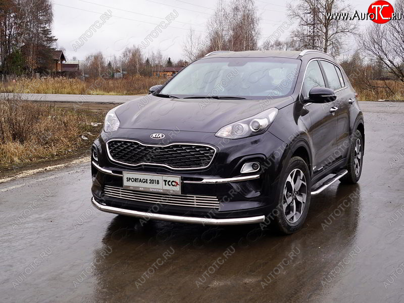 19 999 р. Защита переднего бампера нижняя d60,3 мм ТСС Тюнинг  KIA Sportage  4 QL (2018-2022) рестайлинг (нержавейка)  с доставкой в г. Таганрог