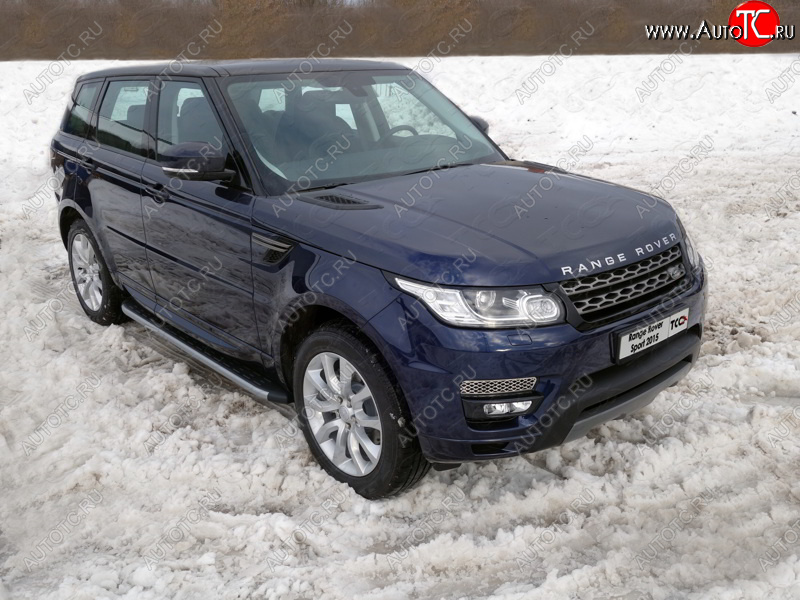 21 999 р. Пороги алюминиевые с пластиковой накладкой, ТСС Тюнинг  Land Rover Range Rover Sport  2 L494 (2013-2017) дорестайлинг (карбон серебро)  с доставкой в г. Таганрог