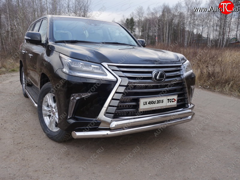 37 649 р. Защита передняя нижняя двойная 76,1*75 мм кроме F-Sport Тюнинг Lexus LX450d J200 2-ой рестайлинг (2015-2022) (нержавейка)  с доставкой в г. Таганрог