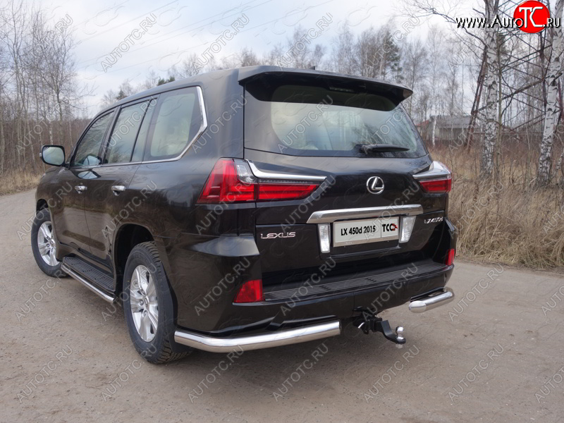 22 999 р. Защита задняя (уголки, нержавейка 76,1 мм) ТСС Тюнинг Lexus LX450d J200 2-ой рестайлинг (2015-2022)  с доставкой в г. Таганрог