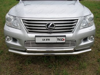 32 749 р. Защита переднего бампера нижняя d76,1*60,3 мм ТСС Тюнинг  Lexus LX570  J200 (2007-2012) дорестайлинг (нержавейка)  с доставкой в г. Таганрог. Увеличить фотографию 1