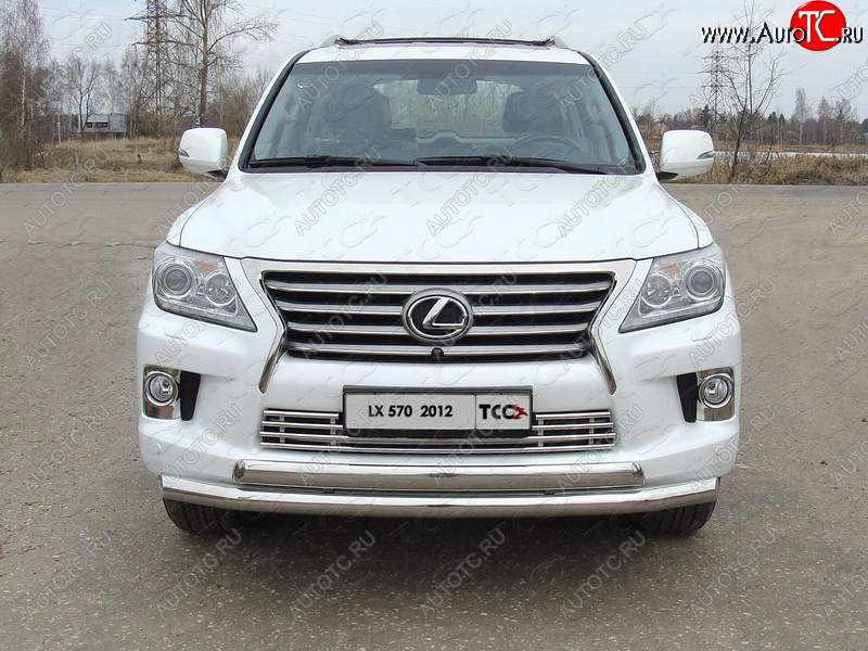 36 299 р. Защита передняя нижняя двойная 76,1*75 мм кроме F-Sport Тюнинг  Lexus LX570  J200 (2012-2015) 1-ый рестайлинг (нержавейка)  с доставкой в г. Таганрог