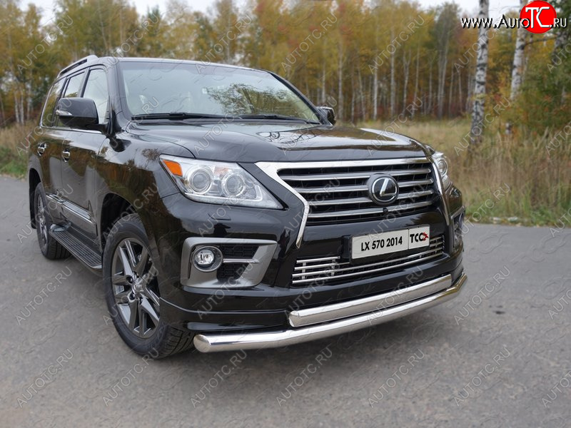 38 949 р. Защита передняя нижняя двойная 76,1*75 мм Sport Тюнинг Lexus LX570 J200 1-ый рестайлинг (2012-2015) (нержавейка)  с доставкой в г. Таганрог