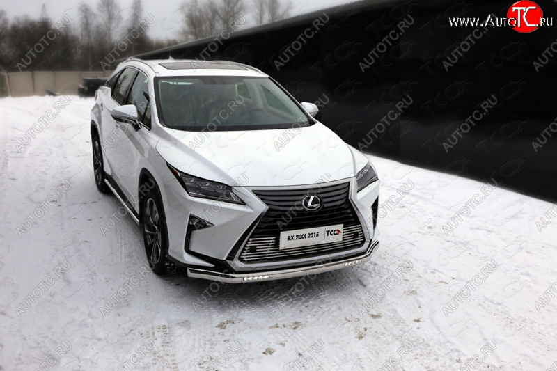 46 599 р. Защита передняя нижняя овальная с ДХО 75х42 мм ТСС Тюнинг Lexus RX350 AL10 рестайлинг (2012-2015) (нержавейка)  с доставкой в г. Таганрог