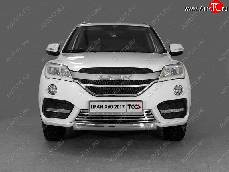 7 699 р. Нижняя декоративная вставка в бампер ТСС Тюнинг  Lifan X60 (2016-2025) 2-ой рестайлинг (d 16 мм)  с доставкой в г. Таганрог