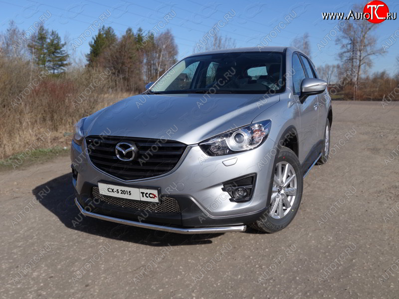 14 999 р. Защита переднего бампера нижняя d42,4 мм ТСС Тюнинг  Mazda CX-5  KE (2015-2017) рестайлинг (нержавейка)  с доставкой в г. Таганрог