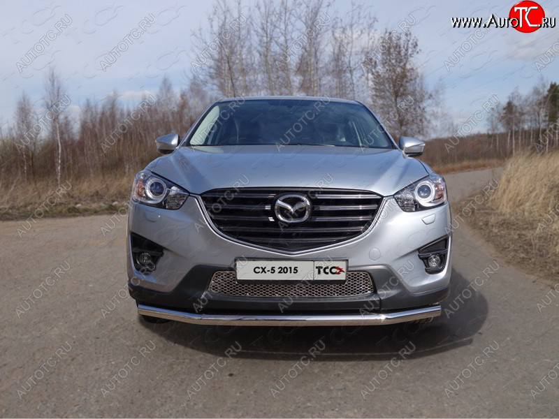 18 699 р. Защита переднего бампера нижняя d60,3 мм ТСС Тюнинг  Mazda CX-5  KE (2015-2017) рестайлинг (нержавейка)  с доставкой в г. Таганрог