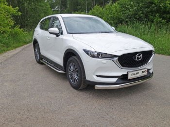 47 849 р. Пороги с площадкой 75х42 мм ТСС Тюнинг  Mazda CX-5  KF (2016-2025) (серые)  с доставкой в г. Таганрог. Увеличить фотографию 1