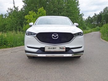 Защита передняя нижняя овальная с ДХО 75х42 мм ТСС Тюнинг Mazda CX-5 KF (2016-2024)  (нержавейка)